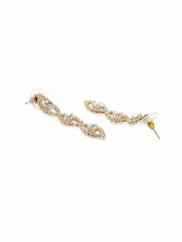 Rubans 18K Gold Plated AD & White Cubic Zirconia Studded Necklace and Earring Set Jewellery Set
