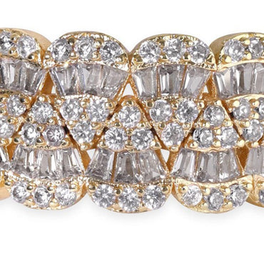 Rubans 18K Gold Plated Adjustable Cubic Zirconia Studded Statement Adjustable Finger Ring Rings