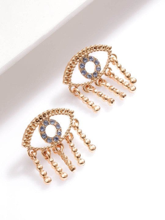 Rubans 18K Gold-Plated Blue Stone & Cubic Zirconia Studded Evil Eye Stud Earrings Stud Earrings