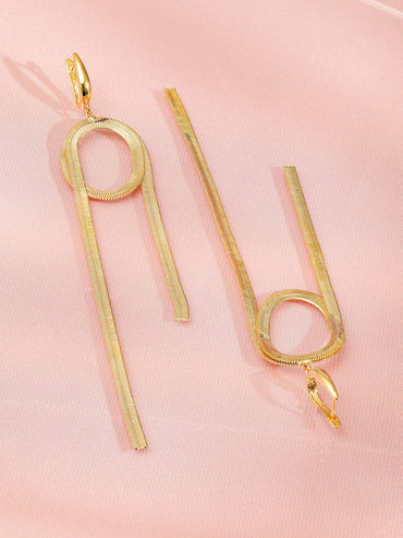 Rubans 18K Gold-Plated Bold Geometric Loop Shoulder Duster Statement Earrings Earrings