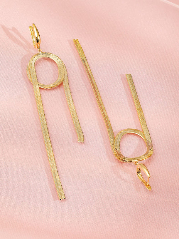 Rubans 18K Gold-Plated Bold Geometric Loop Shoulder Duster Statement Earrings Earrings