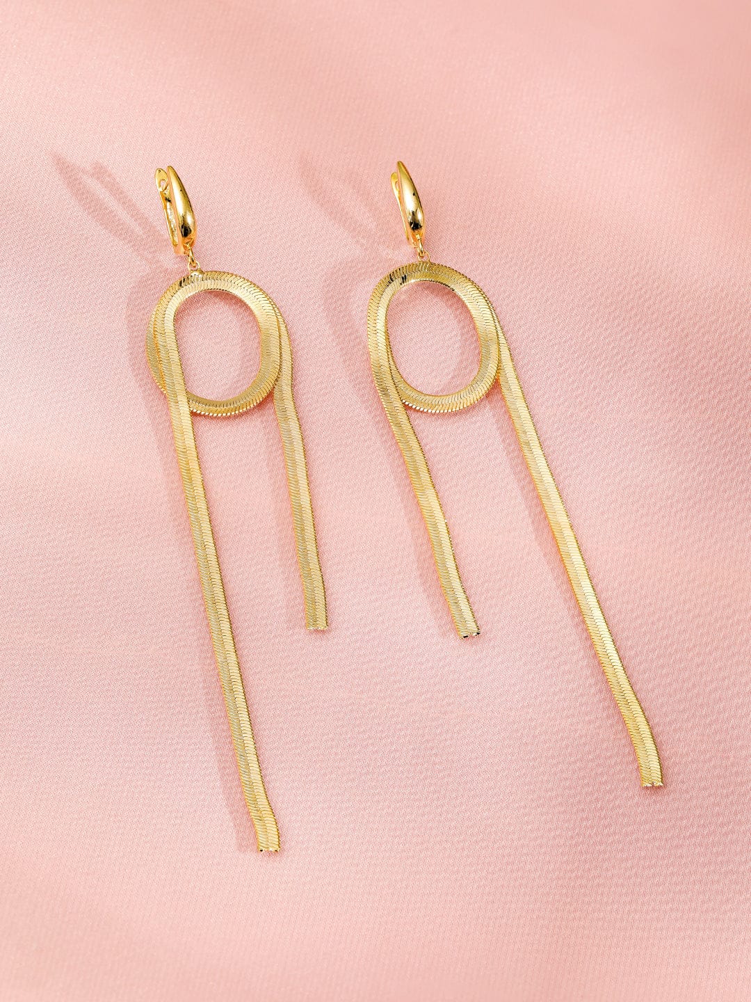 Rubans 18K Gold-Plated Bold Geometric Loop Shoulder Duster Statement Earrings Earrings