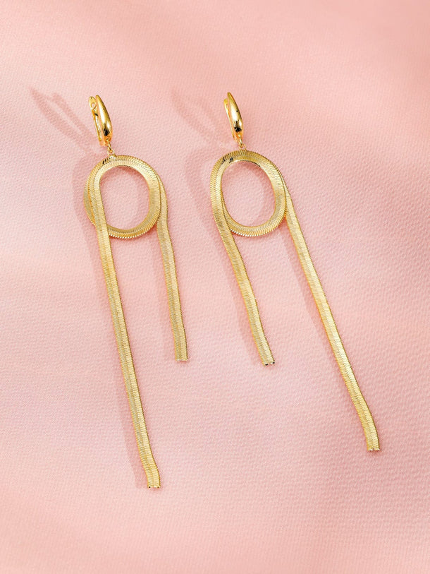 Rubans 18K Gold-Plated Bold Geometric Loop Shoulder Duster Statement Earrings Earrings