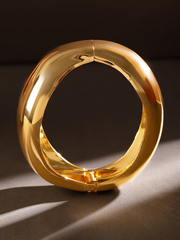 Rubans 18K Gold-Plated Bold Statement Openable Bangle Bracelet Wristwear