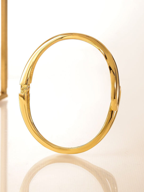 Rubans 18K Gold-Plated Bold Teardrop Cutout Sculptural Statement Bracelet â€“ Perfect for Contemporary Luxe & Minimal Styling Wristwear