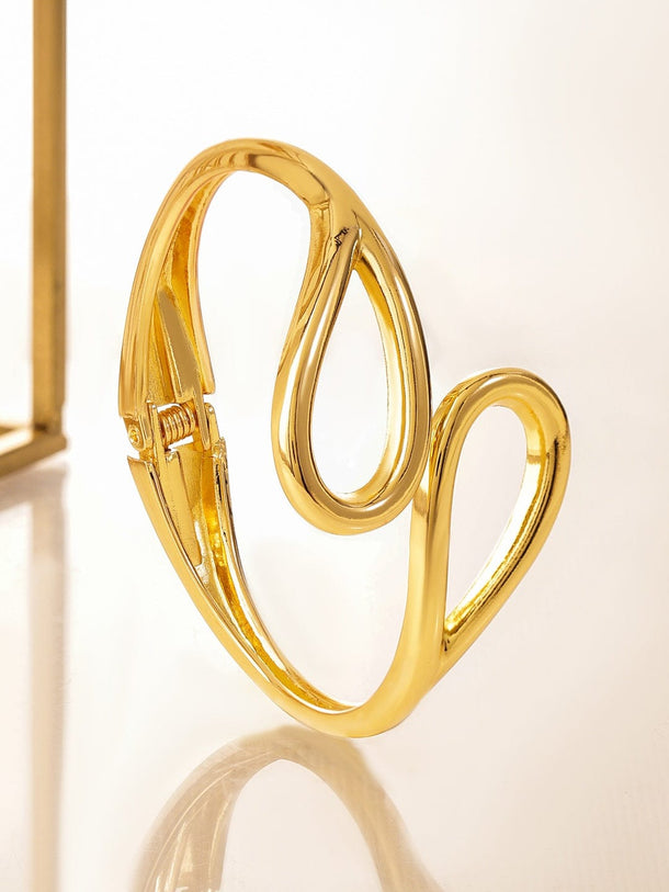 Rubans 18K Gold-Plated Bold Teardrop Cutout Sculptural Statement Bracelet â€“ Perfect for Contemporary Luxe & Minimal Styling Wristwear