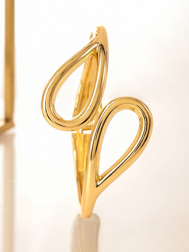 Rubans 18K Gold-Plated Bold Teardrop Cutout Sculptural Statement Bracelet â€“ Perfect for Contemporary Luxe & Minimal Styling Bangles & Bracelet