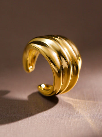 Rubans 18K Gold-Plated Bold Triple-Layered Statement Ear Cuff Earrings Ear Cuff