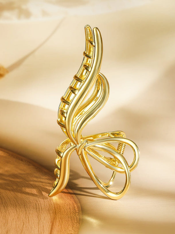 Rubans 18K Gold Plated Bow Design Hair Claw Clip â€“ Statement Hair Accessory Hair Accessory