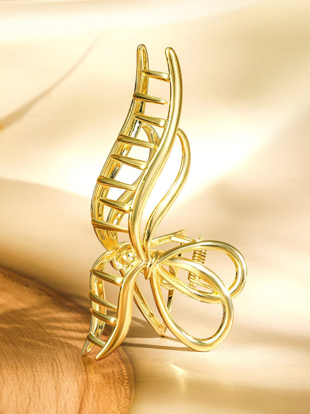 Rubans 18K Gold Plated Bow Design Hair Claw Clip â€“ Statement Hair Accessory Hair Accessory