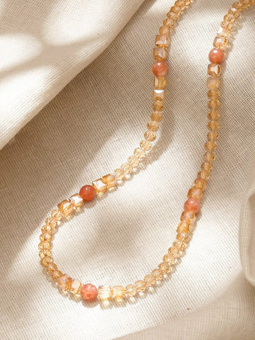 Rubans 18K Gold-Plated Brass Golden & Coral Crystal Beaded Statement Necklace Necklaces, Necklace Sets, Chains & Mangalsutra