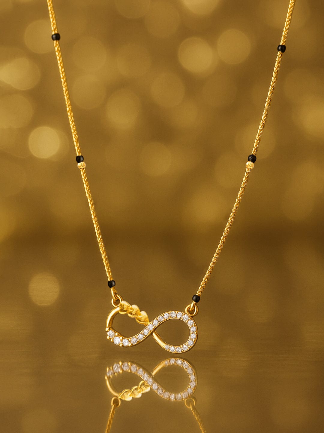 Rubans 18K Gold-Plated Brass Infinity Design Mangalsutra with Cubic Zirconia Detailing Mangalsutra