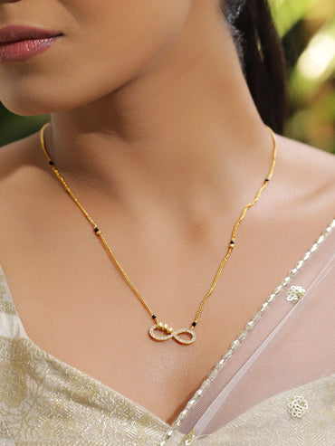 Rubans 18K Gold-Plated Brass Infinity Design Mangalsutra with Cubic Zirconia Detailing Mangalsutra