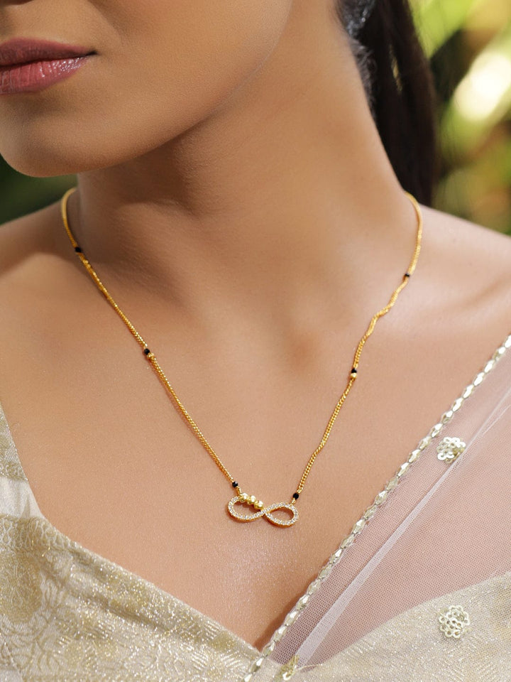 Rubans 18K Gold-Plated Brass Infinity Design Mangalsutra with Cubic Zirconia Detailing Mangalsutra