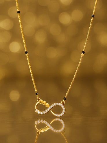 Rubans 18K Gold-Plated Brass Infinity Design Mangalsutra with Cubic Zirconia Detailing Mangalsutra