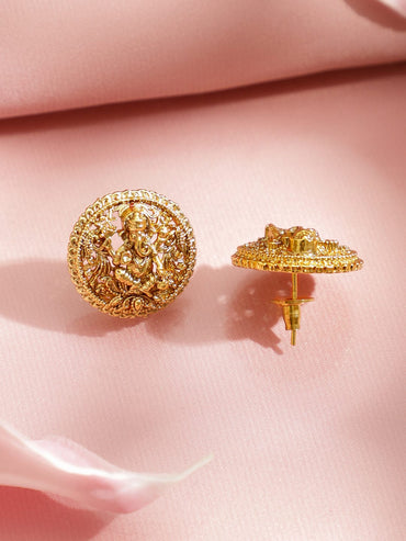 Rubans 18K Gold-Plated Brass Temple Jewellery Pendant Set with Lord Ganesha Motif & Matching Earrings Jewellery Set