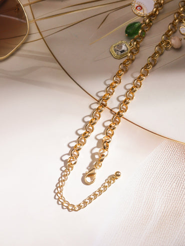 Rubans 18K Gold-Plated Charm Necklace with Multicolour Enamel Accents for Women Necklace & Chains