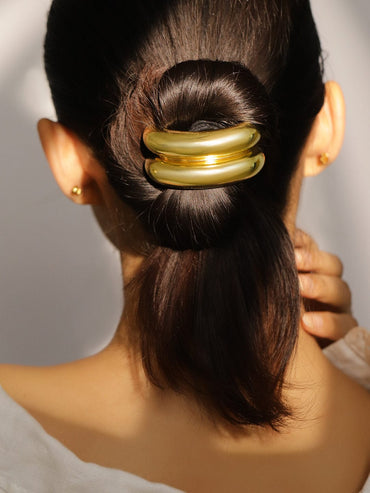 Rubans 18K Gold Plated Chunky Dome Hair Tie â€“ Luxe Statement Hair Accessory for Women Hair Accessory