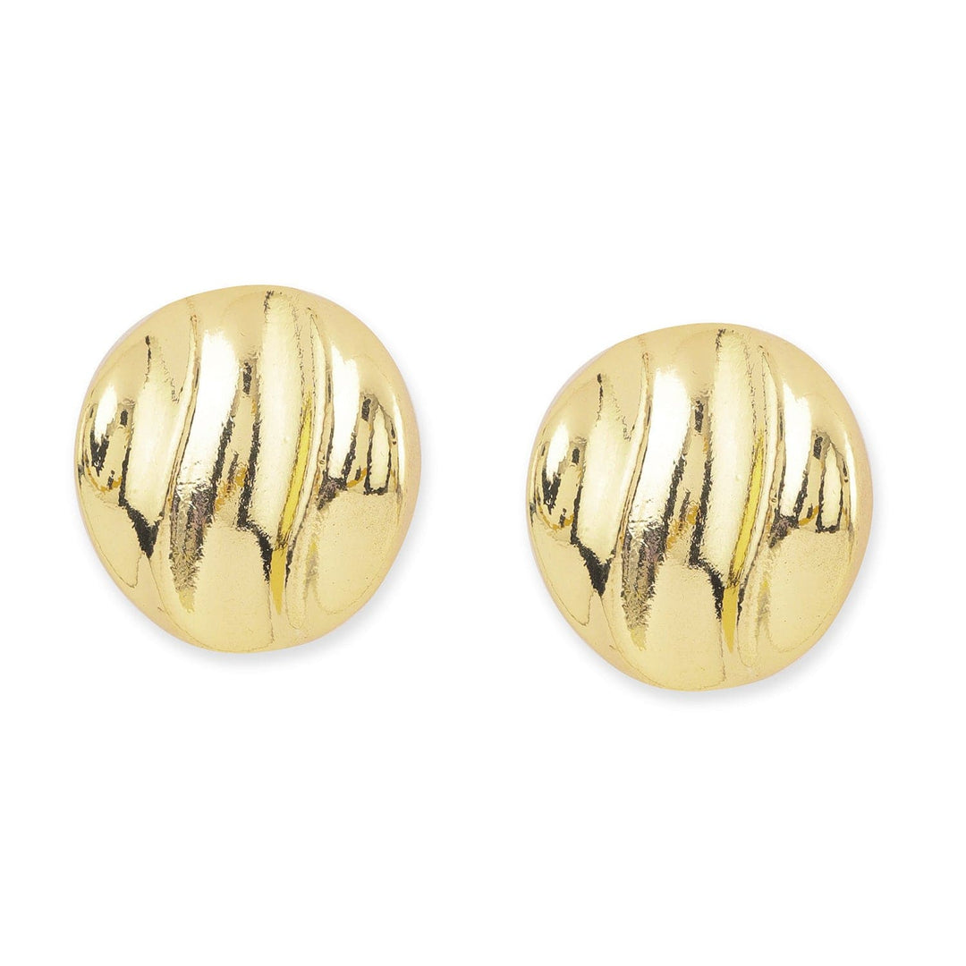 Rubans 18K Gold Plated Circular Stud Earrings with Elegant Wave Design Earrings