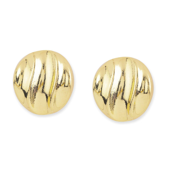 Rubans 18K Gold Plated Circular Stud Earrings with Elegant Wave Design Earrings