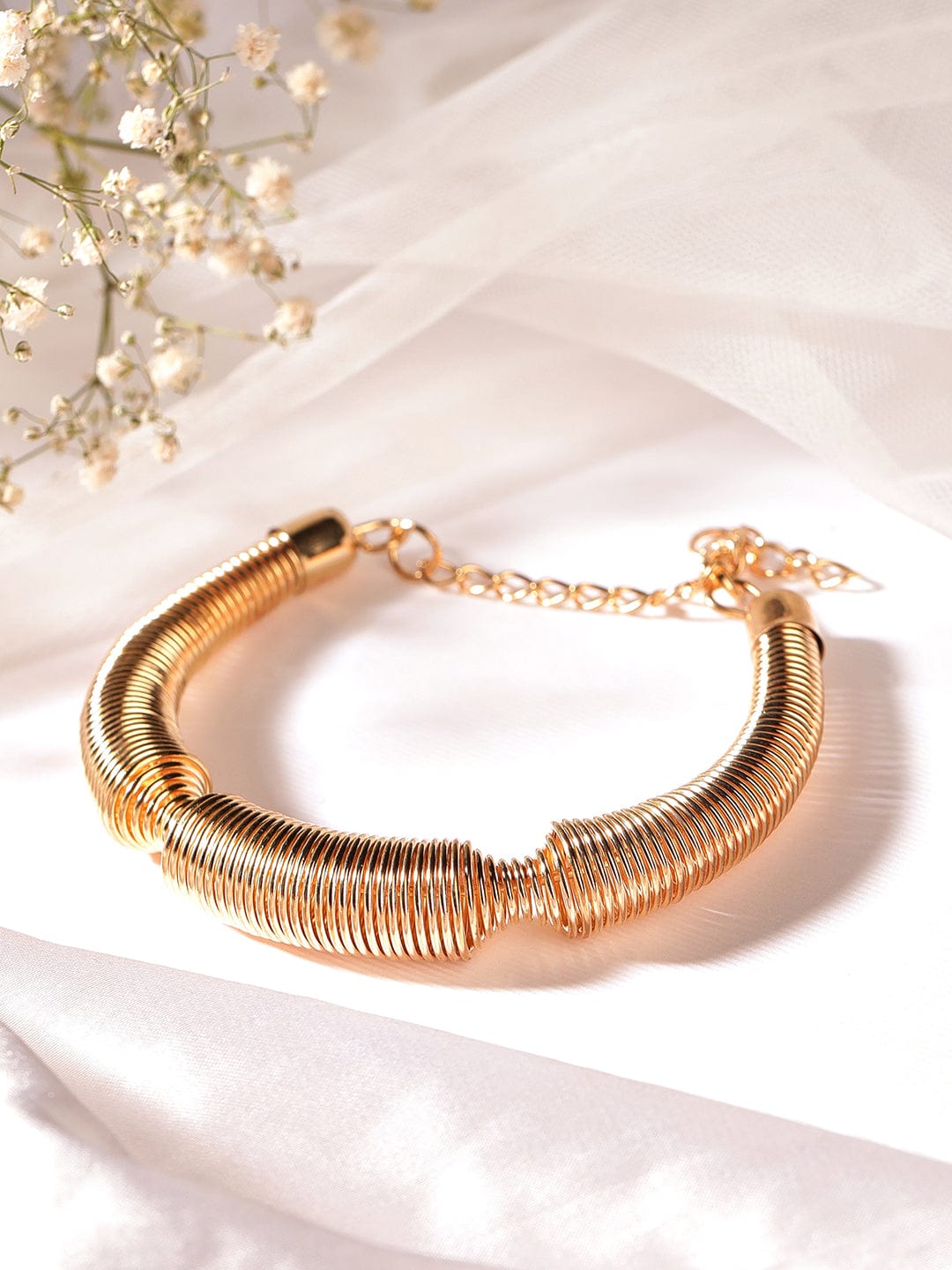 Rubans 18K Gold Plated Coiled Adjustable Chain Bracelet Bracelets