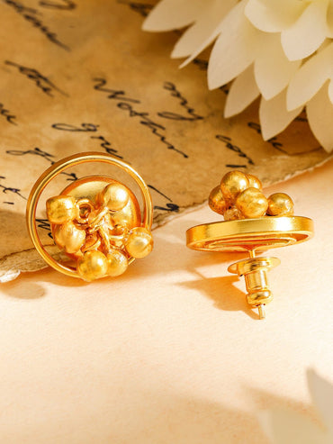 Rubans 18K Gold-Plated Contemporary Necklace & Earring Set with Beaded Detailing Jewellery Set