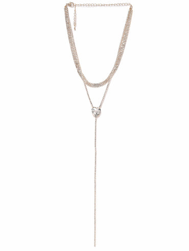 Rubans 18K Gold Plated Crystal AD & Cubic Zirconia Layered Y-Shape Long Necklace Necklace & Chains