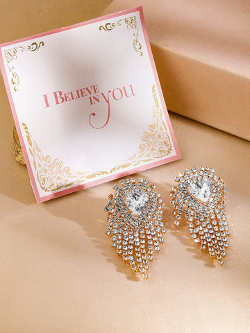 Rubans 18K Gold-Plated Crystal Heart Dangle Earrings Earrings