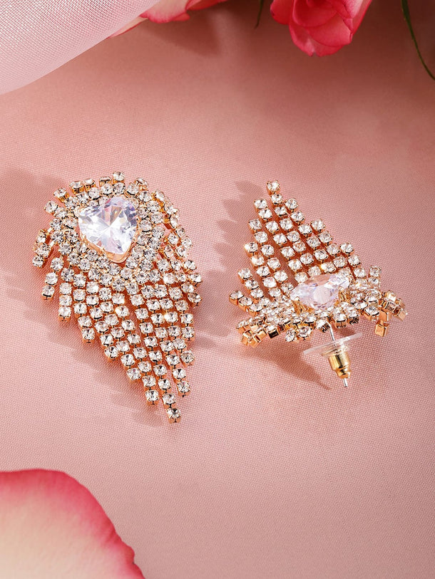 Rubans 18K Gold-Plated Crystal Heart Dangle Earrings Earrings