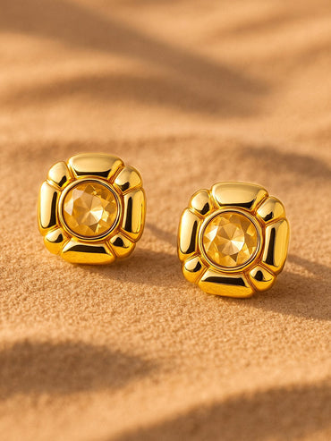 Rubans 18K Gold Plated Crystal Stone Studs Stud Earrings
