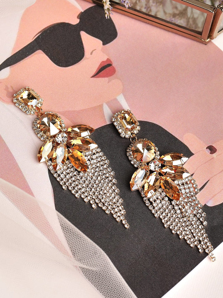 Rubans 18K Gold plated Crystal studded Statement Dangler Earrings Earrings