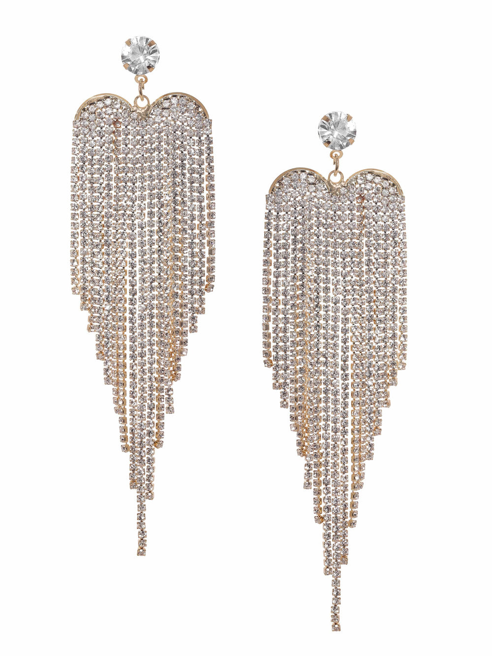 Rubans 18K Gold plated Crystal Studded Statement Party wear shoulder duster Earrings