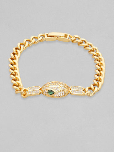 Rubans 18K Gold Plated Cuban Chain Crystal Srtudded Serpant Bracelet Bracelets