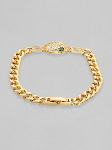 Rubans 18K Gold Plated Cuban Chain Crystal Srtudded Serpant Bracelet Bracelets