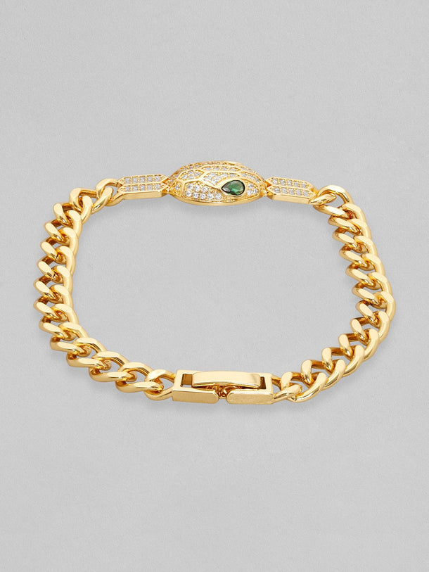 Rubans 18K Gold Plated Cuban Chain Crystal Srtudded Serpant Bracelet Bracelets