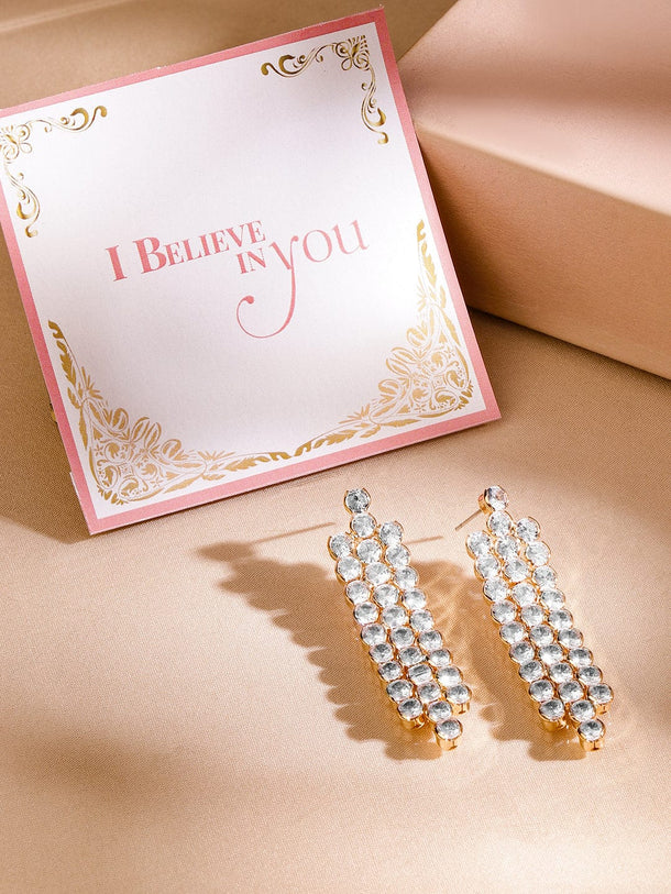 Rubans 18K Gold Plated Cubic Zirconia Drop Earrings Earrings