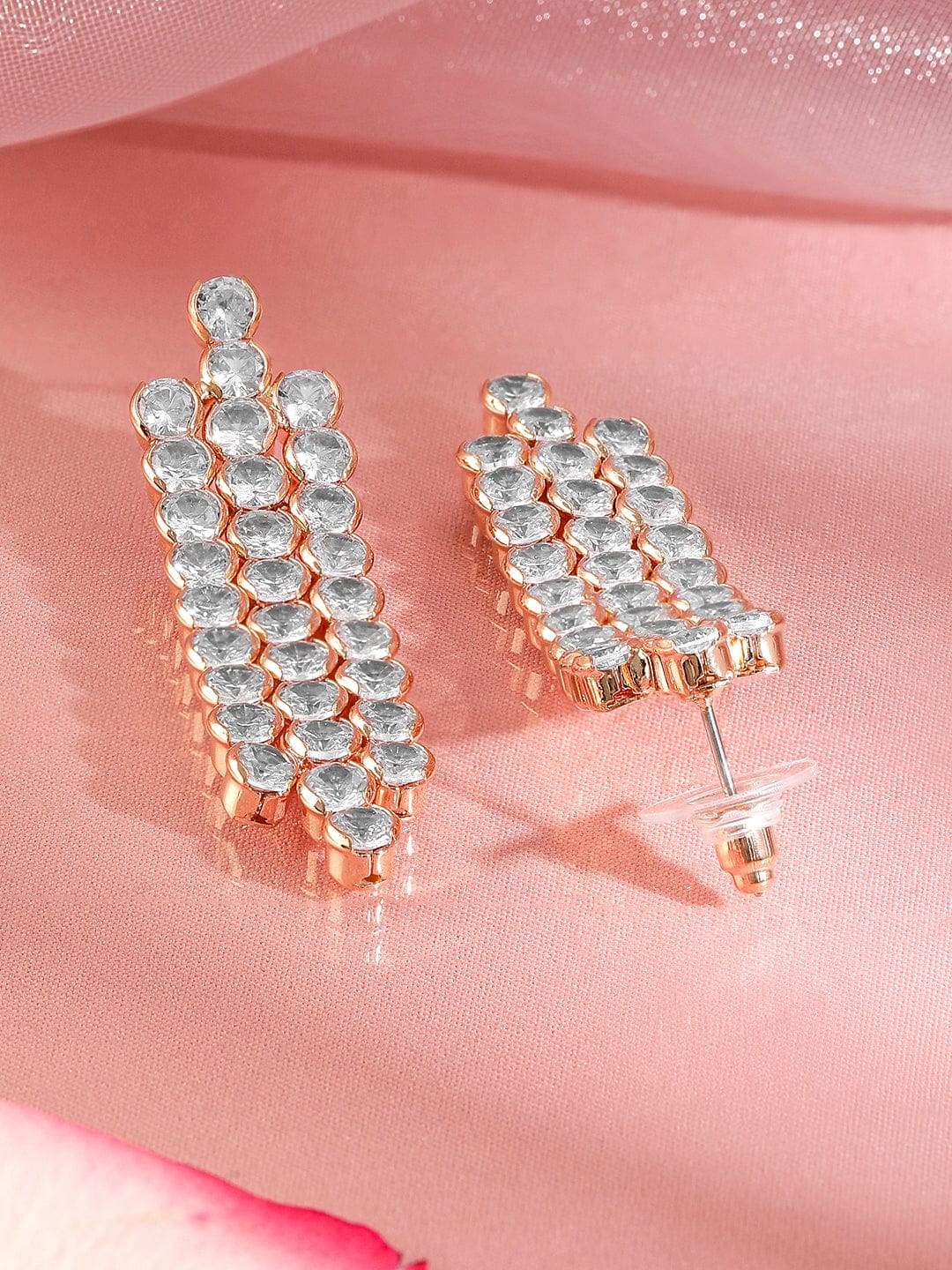 Rubans 18K Gold Plated Cubic Zirconia Drop Earrings Earrings