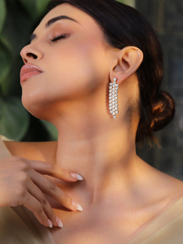 Rubans 18K Gold Plated Cubic Zirconia Drop Earrings Earrings