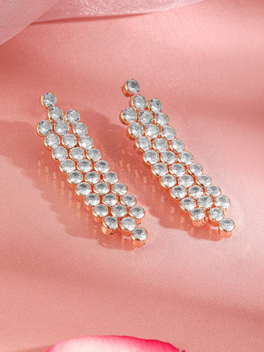 Rubans 18K Gold Plated Cubic Zirconia Drop Earrings Earrings