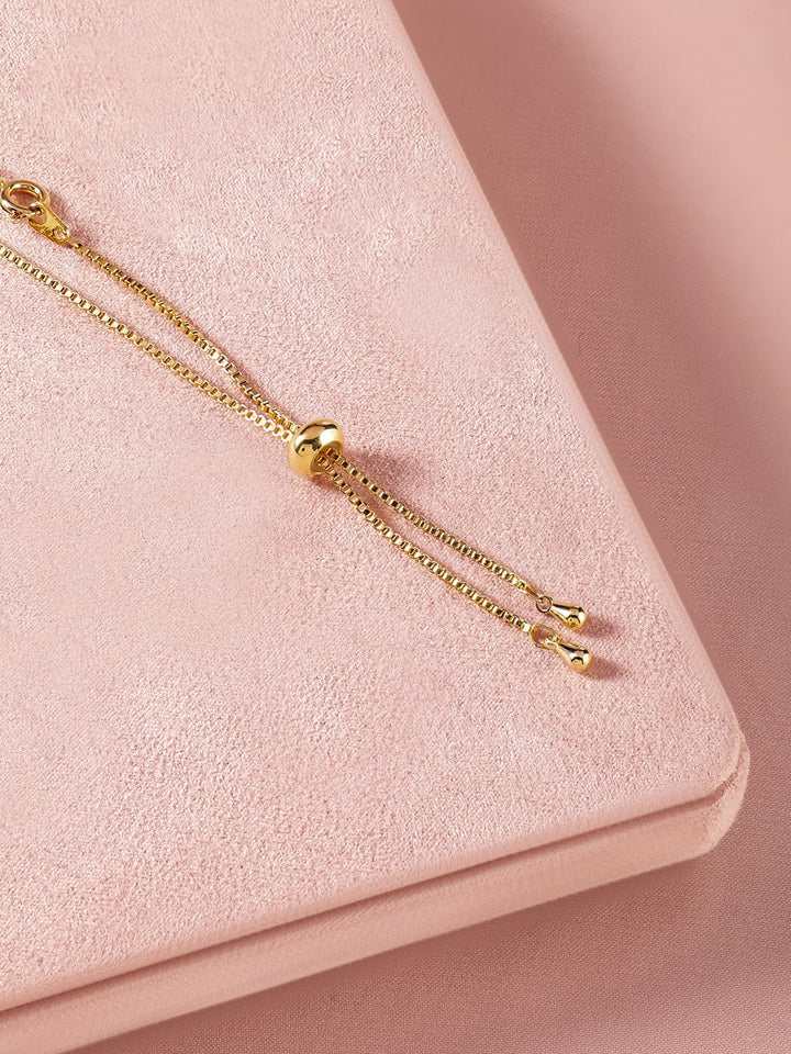 Rubans 18K Gold Plated Cubic Zirconia Studded Pendant Necklace with Adjustable Chain Necklace & Chains