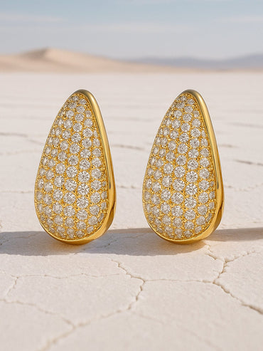 Rubans 18K Gold-Plated Cubic Zirconia Studded Premium Hoop Earrings Earrings