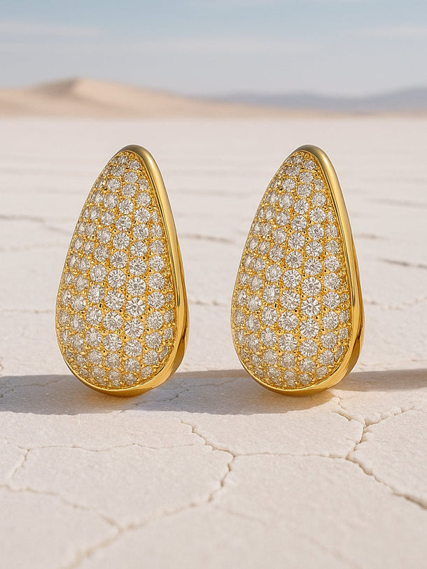 Rubans 18K Gold-Plated Cubic Zirconia Studded Premium Hoop Earrings Earrings