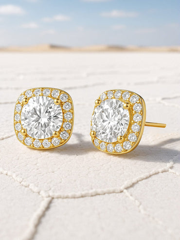 Rubans 18K Gold-Plated Cubic Zirconia Studded Round Stud Earrings Earrings