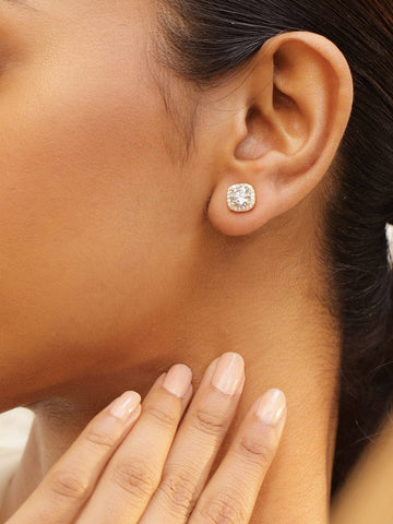 Rubans 18K Gold-Plated Cubic Zirconia Studded Round Stud Earrings Earrings