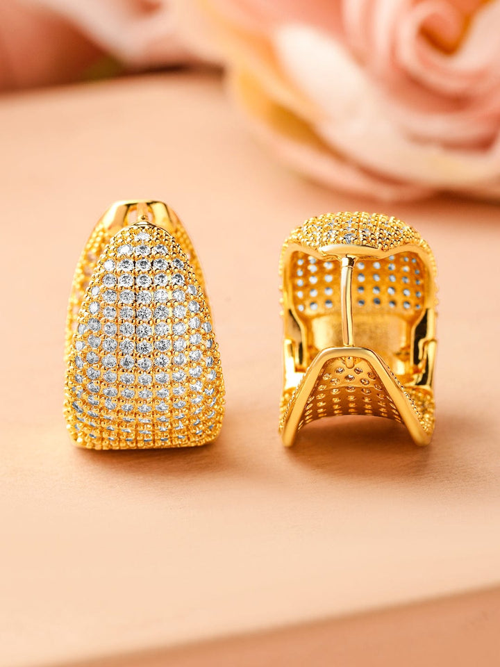 Rubans 18K Gold-Plated Cubic Zirconia Studded Statement Hoop Earrings Earrings