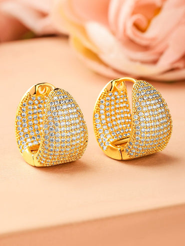 Rubans 18K Gold-Plated Cubic Zirconia Studded Statement Hoop Earrings Earrings