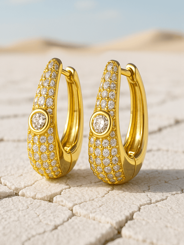 Rubans 18K Gold-Plated Cubic Zirconia Studded Statement Mini Hoop Earrings Earrings