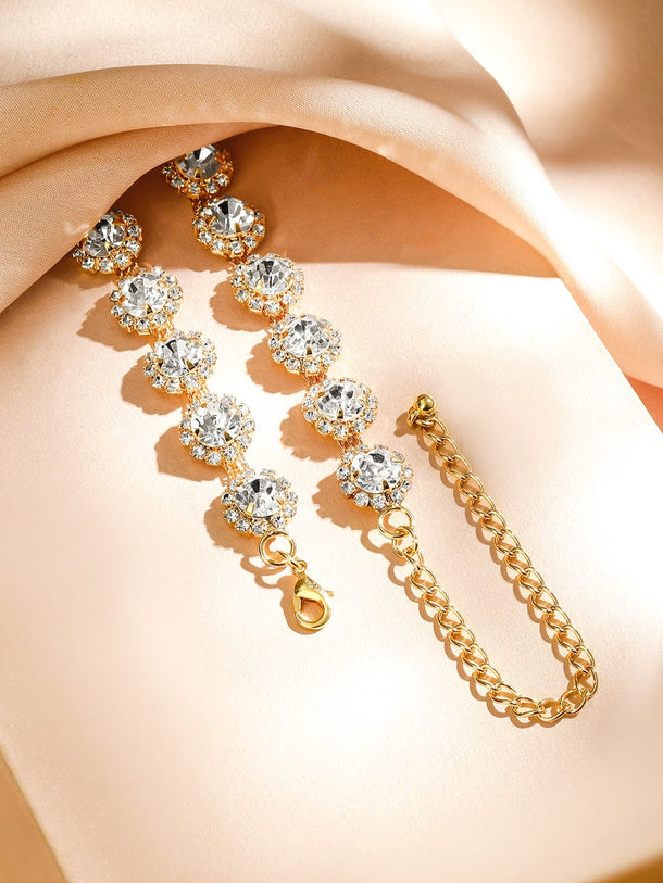 Rubans 18K Gold-Plated Cubic Zirconia Studded Statement Necklace â€“ Luxe Party Jewelry Necklace & Chains