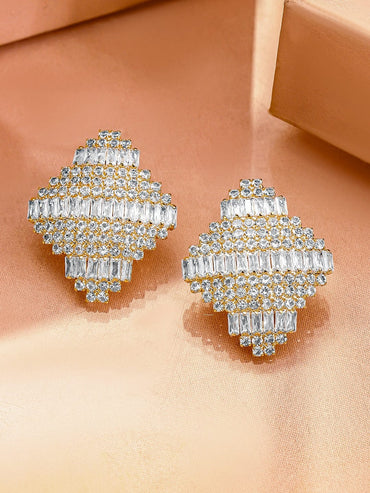 Rubans 18K Gold-Plated Cubic Zirconia Studded Statement Stud Earrings Earrings
