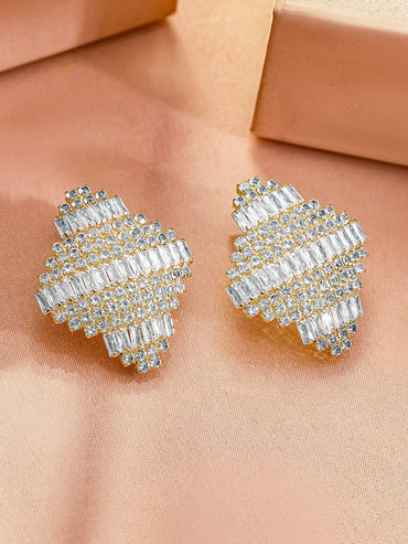 Rubans 18K Gold-Plated Cubic Zirconia Studded Statement Stud Earrings Earrings